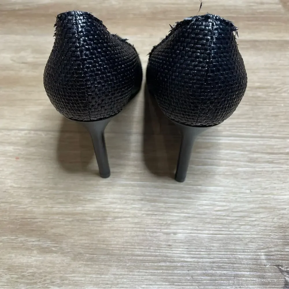 Saint Laurent Anja Woven Pointed Toe Pumps Black Sz 36 / US 6 - Picture 11 of 16